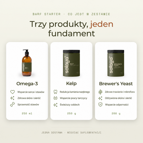 BARF Starter zestaw 3 suplementów dla psów i kotów, zdjęcie 3